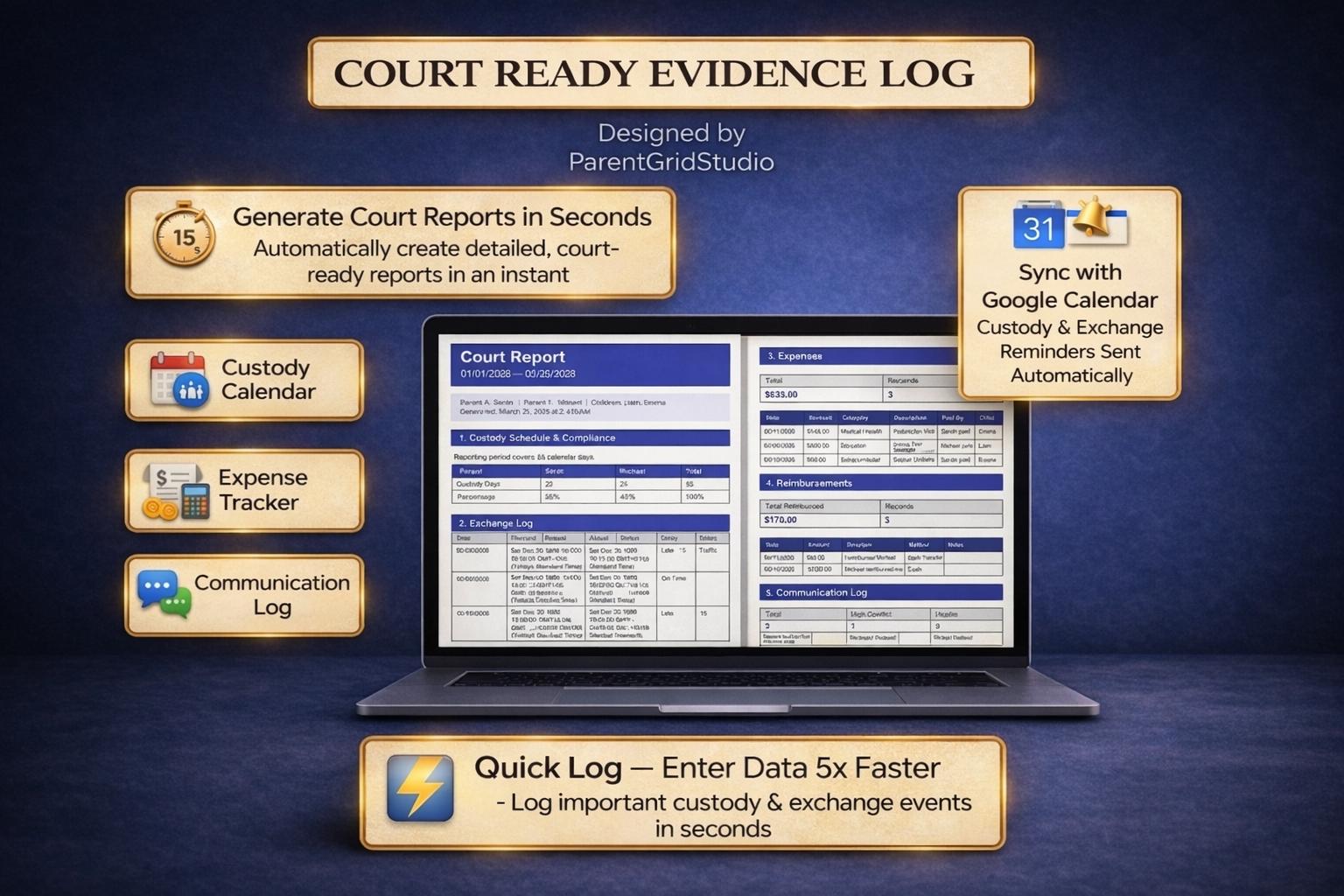 Evidence Bundle Report.pdf Co-parenting Evidence Bundle Google Sheets | Court Report Generator ...