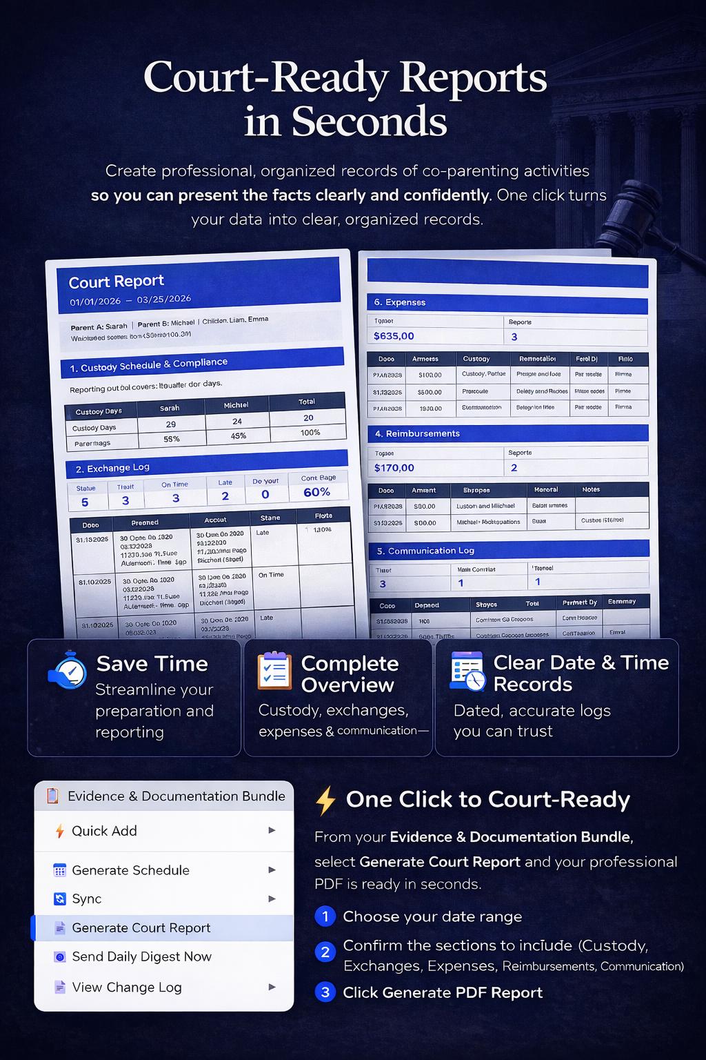Evidence Bundle Report.pdf Co-parenting Evidence Bundle Google Sheets | Court Report Generator ...