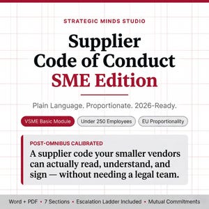 Supplier Code of Conduct Template for Small Business - Plain Language - Editable Word and PDF