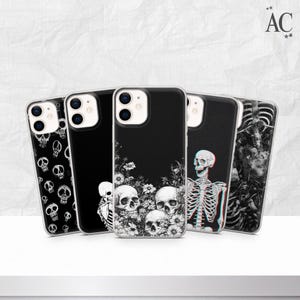 Skeleton Skull Phone Case Bones Cover for iPhone 17Pro Max, 16, 15, 14, 13, 12, Samsung S26, S25, S24, S23, A16, A56, A57, Pixel 10Pro, 9A