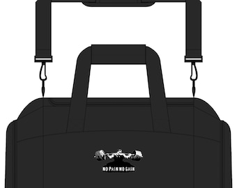 No Pain No Gain barbell graphic Gym Bag | fitness workout duffel