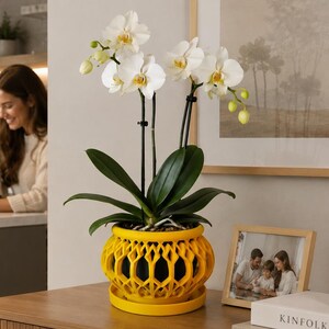 Modern Luxe Orchid Pot – Elegant Geometric Planter