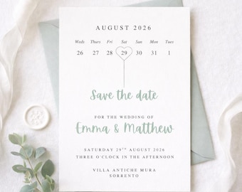 Reserva la fecha – Plantilla minimalista editable de Canva (Descarga digital) Sage