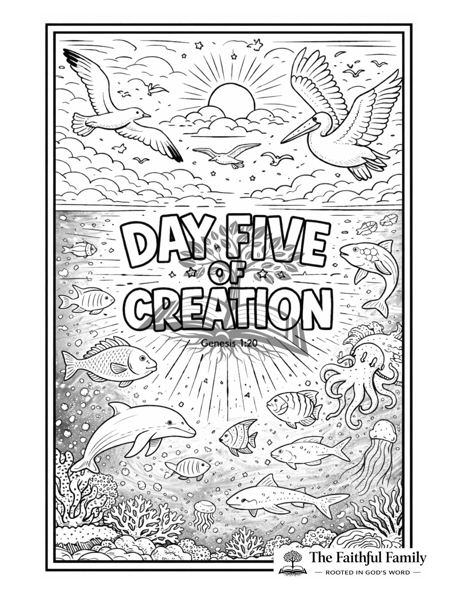 6 Days of Creation Coloring Pages for Kids | Genesis Printable Set - Etsy