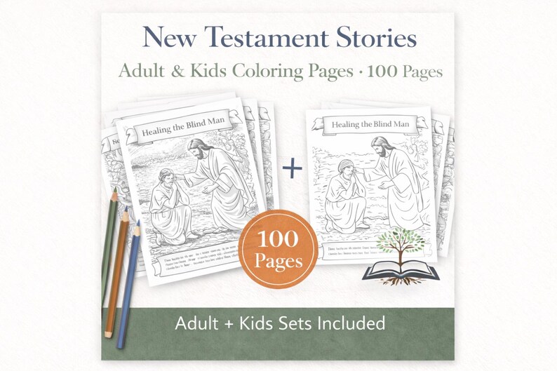 New Testament Coloring Pages Bundle | Adult & Kids Bible Stories (100 ...
