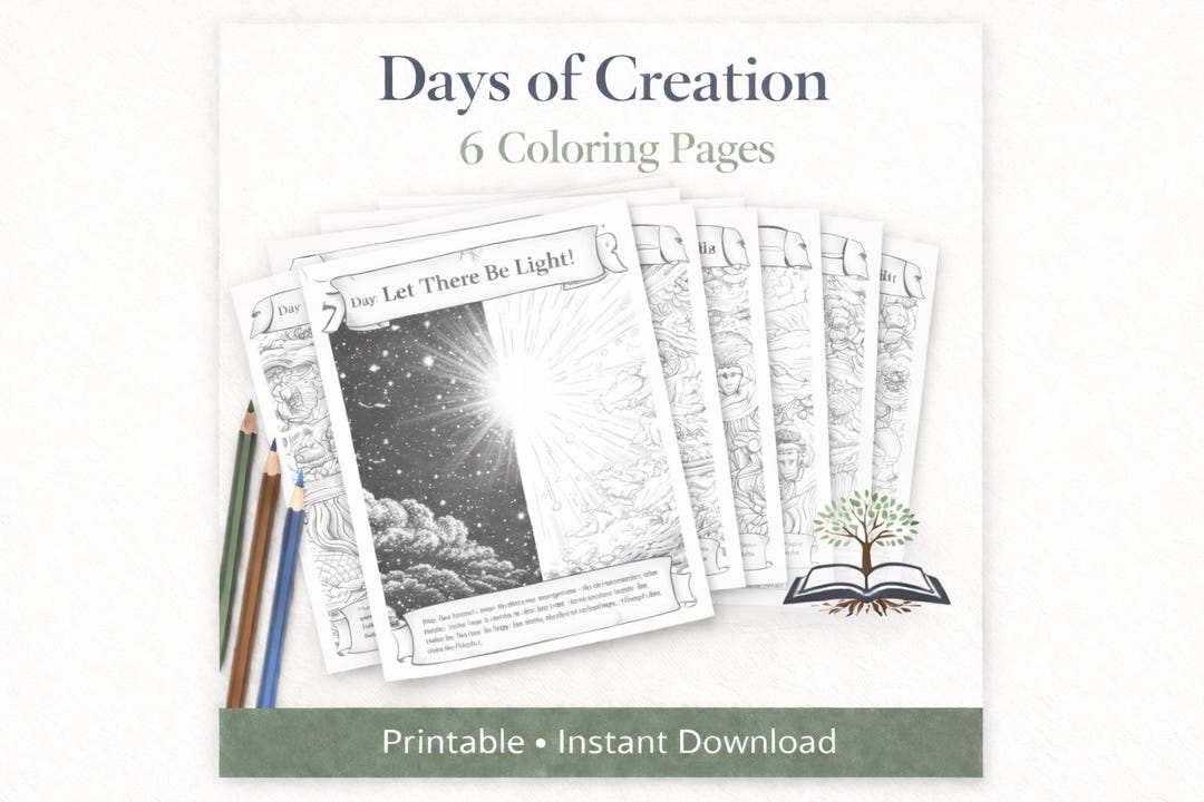 6 Days of Creation Coloring Pages for Kids | Genesis Printable Set - Etsy