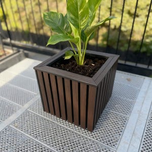 Samengestelde plantenbak voor buiten – onderhoudsvrije houtlook – vierkante of rechthoekige plantenbak voor tuinterras balkon – zwaar gebruik – terraan