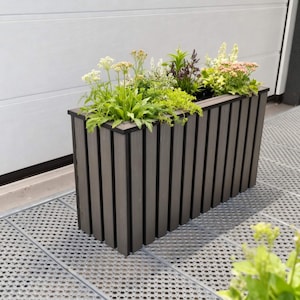 Jardinière d'extérieur rectangulaire - Pot de fleur moderne sans entretien pour balcon