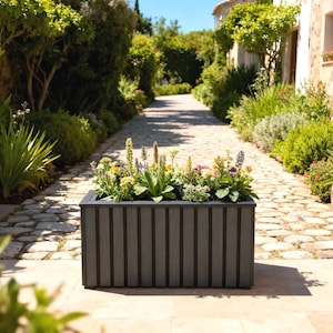 Rechthoekige plantenbak voor buiten – onderhoudsvrij – moderne balkonplantenbak – duurzame handgemaakte bloempot