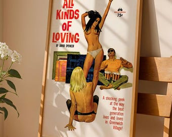 Kinds of Loving Lesbian Print, Vintage Pulp Sapphic Poster, Queer Gay Culture Wall Art