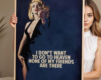 Blue Friendship Pin Up Poster, Connor Brothers Dark Humor Print, Lesbian Heaven Quote Art