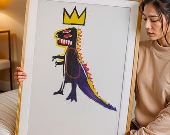 Pez Dispenser Basquiat Exhibition Print, Minimalist Dinosaur Urban poster, Graffiti Style contemporary  Decor