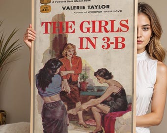 Girls in 3-B Print, Valerie Taylor Lesbian Pulp Poster, Vintage Sapphic Literary Wall Art