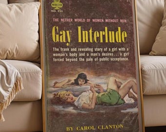 Lesbian Pulp Poster, Vintage Sapphic Book Cover Art Print, WLW Wall Art, Queer Decor, Pride Gift for Her