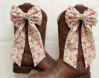 Lazos para botas "Western Coquette" con diseño floral hechos a mano – Juego de 2