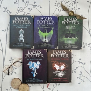 James Potter  by G Norman Lippert Series Hardcover Book Set Vol. 1-5, Rebound Collector Edition, Morrigan Web Series, Fantasy Book Gift