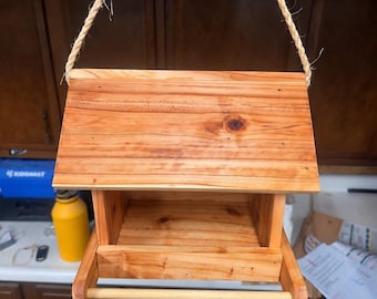 Handcrafted Cedar Bird Feeder – Rustic Hanging Garden Feeder (Custom Made)