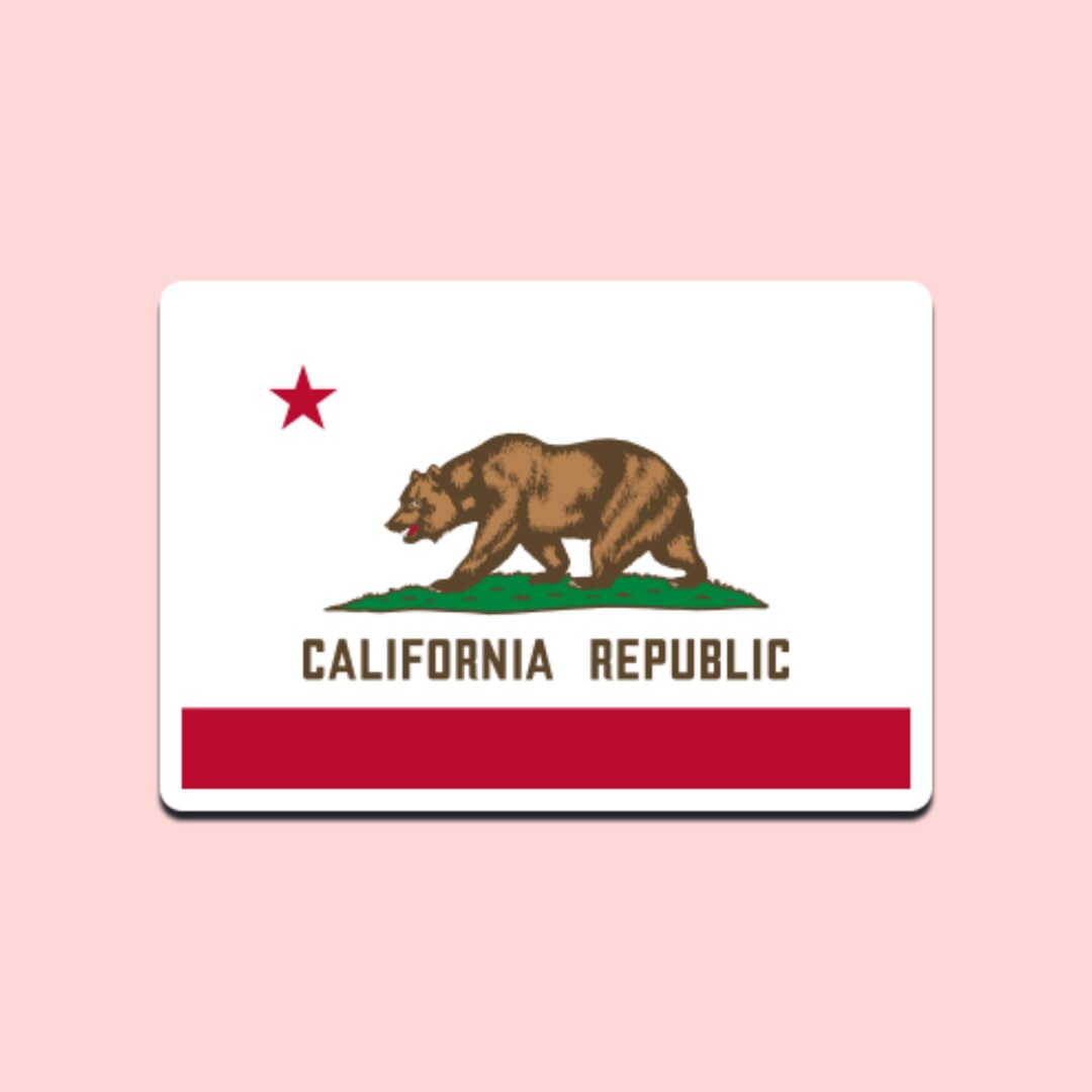 California Republic State Flag Sticker | Waterproof Vinyl Decal for ...