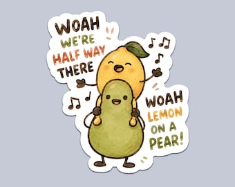 Woah Lemon on a Pear Sticker | Vinyl Decal Funny Fruit Pun Meme