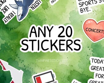 Any 20 Stickers Vinyl Decal Pack | Funny Waterproof Laptop Sticker Bundle
