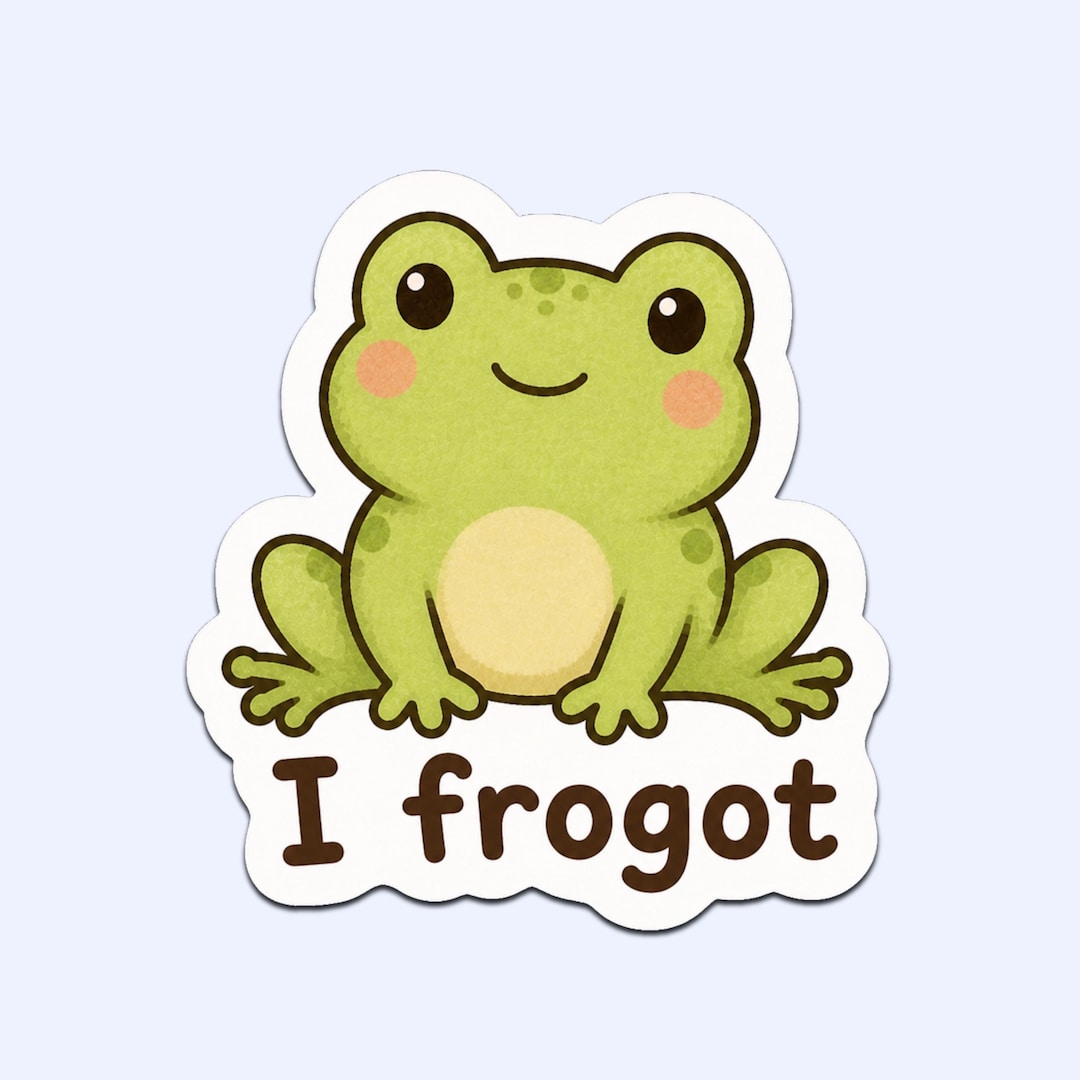 I Frogot Funny Frog Sticker | Waterproof Gloss Vinyl Decal for Laptops ...