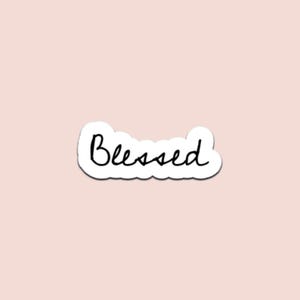 Blessed Cursive Sticker | Waterproof Gloss Vinyl Decal for Laptops, Tumblers