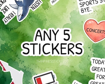 Any 5 Stickers Vinyl Decal Pack | Funny Waterproof Laptop Sticker Bundle