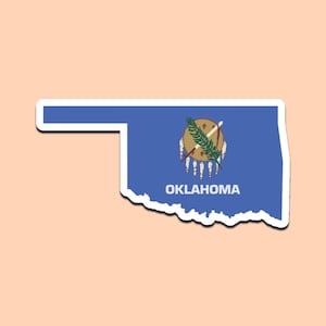 Klistermärke med kontur av Oklahomas delstatsflagga – Vinyldekal med OK-flagga