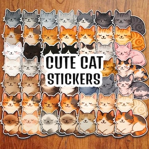 Kawaii Sleeping Cat Stickers: Waterproof Vinyl Decals for Laptops, Water Bottles