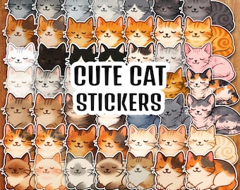 Kawaii-stickers slapende kat: waterdichte vinylstickers voor laptops, waterflessen