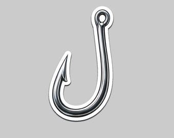 Fishing Hook Sticker | Waterproof Gloss Vinyl Decal