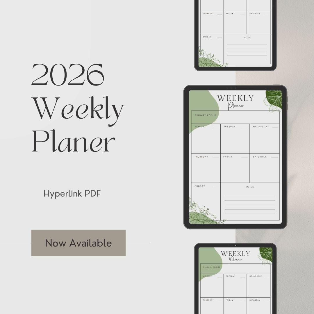 2026 Weekly Digital Planner | iPad Planner Goodnotes, Notability, Etc ...