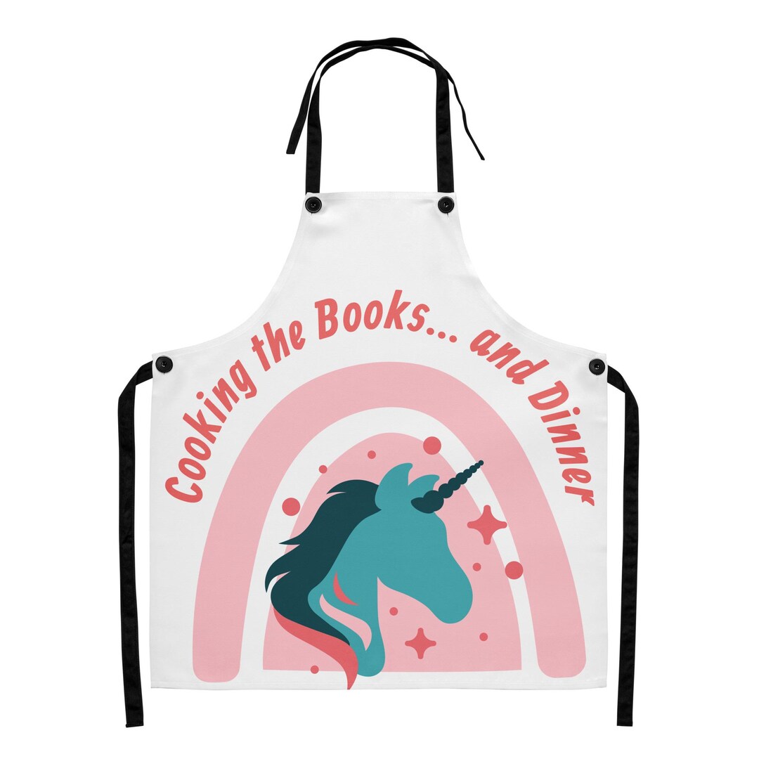 Cooking the Books and Dinner Apron, Funny Accountant Apron, Unicorn ...
