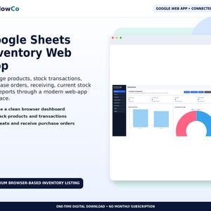 Aplicación web de Google Sheets para la gestión de inventario, pedidos de compra e informes.
