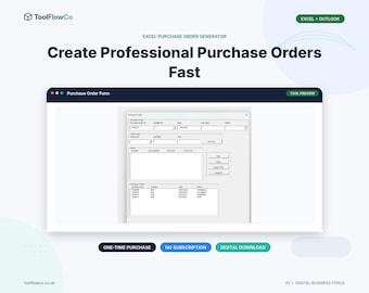 Excel Purchase Order Generator with PDF Export and Outlook Email
