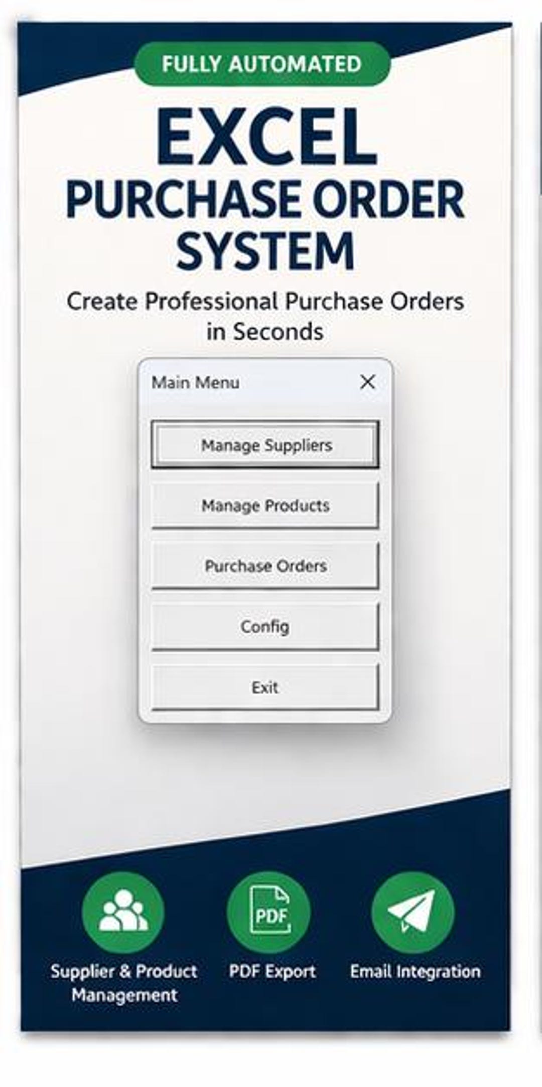 Excel Purchase Order Template | Automated PO Generator | Inventory ...