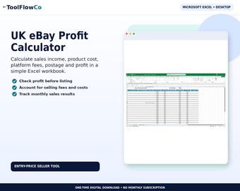 UK eBay Profit Calculator Spreadsheet for Resellers and Online Sellers