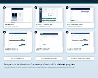 Excel Service Business Manager | Customers, Quotes, Jobs, Invoices & Payments
