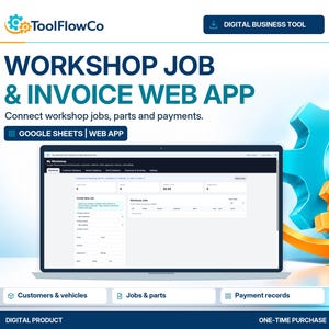 Google Sheets Workshop Job Card and Invoice Web App for Garages