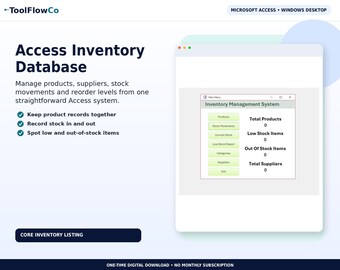 Microsoft Access Inventory Database for Stock Control and Low Stock Alerts