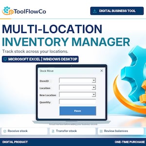 Excel Multi-Location Inventory Manager for Stock Control and Transfers