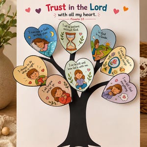 Trust in the Lord Craft | Proverbs 3:5 Bible Activity for Kids | Christian Sunday School Printable | Faith Tree Craft | Kids Bible Lesson