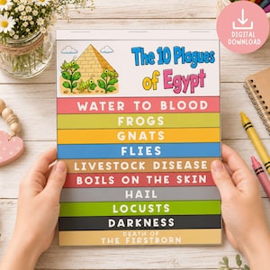 Ten Plagues of Egypt Craft Flip Book Printable, Sunday School Bible Activity for Kids, Moses Story, Christian Lent Lesson, VBS Craft