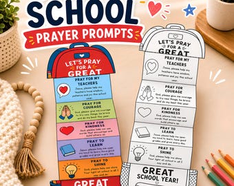 Backpack Prayer Prompts Craft for Kids Printable, Christian Back to School Activity, Bible Coloring Page, Sunday School Foldable Craft