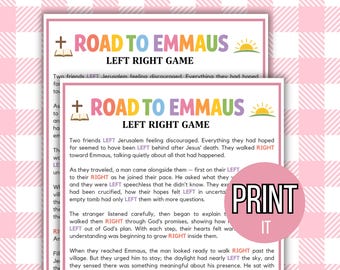 Der Weg nach Emmaus – Links-Rechts-Spiel | Druckbare Bibel-Spielvorlage | Sonntagsschul- und Kirchenaktivität für Kinder