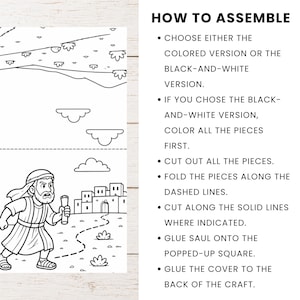 Step-by-step assembly instructions for Saul to Paul Bible craft printable perfect for Sunday school teachers and homeschool moms