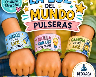„Licht der Welt“ – Bastelarmbänder für die Kinderbibelwoche (Spanisch) | Illumination Bible Activity Kids | Jesus-Bastelstunde auf Spanisch