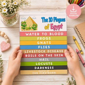 Ten Plagues of Egypt Craft Flip Book Printable, Sunday School Bible Activity for Kids, Moses Story, Christian Lent Lesson, VBS Craft