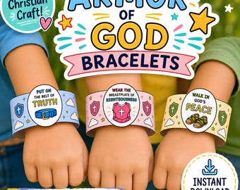 Bastelidee: Armband zum Thema „Rüstung Gottes“ für Kinder im Rahmen der Kinderbibelwoche | Sonntagsschule (Epheser 6) | Bibelaktivität | Christliche Unterrichtsmaterialien für Zuhause (druckbare Lektion)