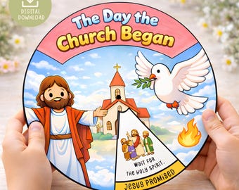 Pfingst-Bastelvorlage: Drehscheibe, druckbare Aktivität für den Sonntagsschulunterricht zum Thema Heiliger Geist, christliche Geschichte zum Pfingsttag für Kinder